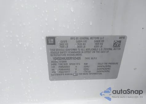 2016 GMC Yukon Xl Denali из США, поврежденный, VIN 1GKS2HKJ0GR163426